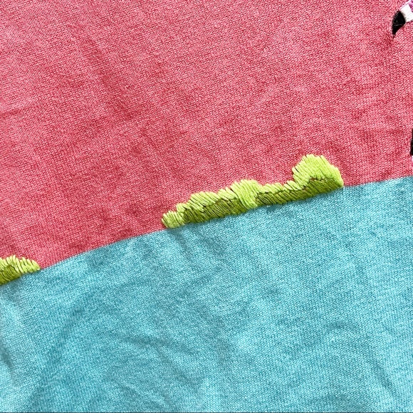 JACK B QUICK Women’s Pink Cardigan Flamingo Palm Trees Tropical Beads Sequins - Picture 9 of 11